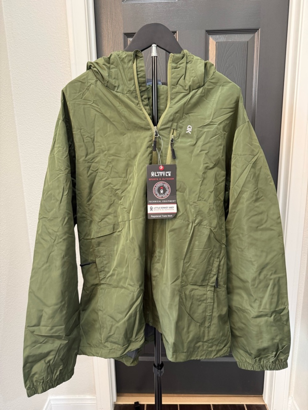 Olive Green Windbreaker Jacket - Lightweight Hooded Men's Coat